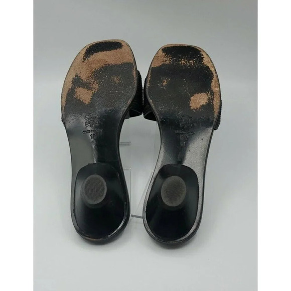 Eric Javits Womens Leather Woven Low Heel Sandals Slides Black Size 10 - Picture 10 of 11
